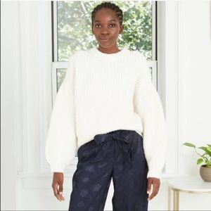 A New Day White puff sleeve sweater size xs